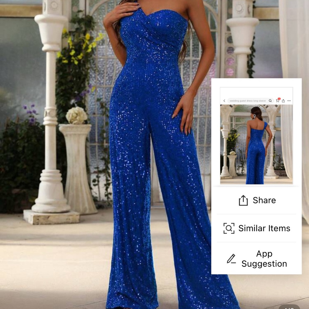 Elegant Blue Sequin Jumpsuit